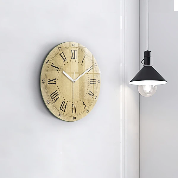 Wanduhr rund mit motiv Braune römische Ziffern