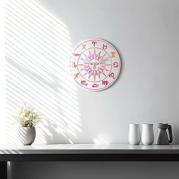 Wanduhr rund mit motiv Farbige Tierkreiszeichen