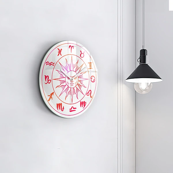 Wanduhr rund mit motiv Farbige Tierkreiszeichen