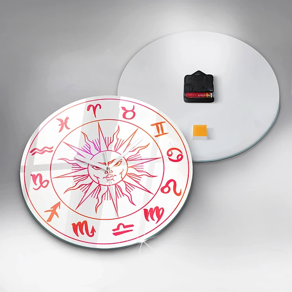 Wanduhr rund mit motiv Farbige Tierkreiszeichen
