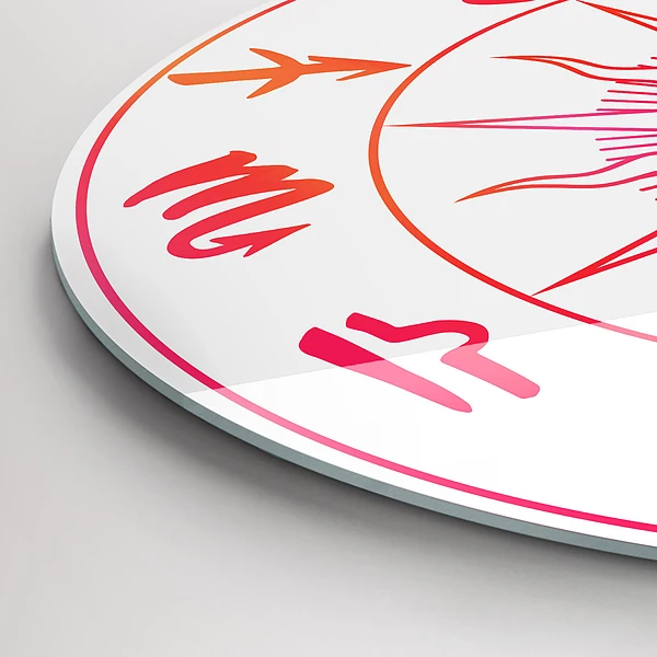 Wanduhr rund mit motiv Farbige Tierkreiszeichen