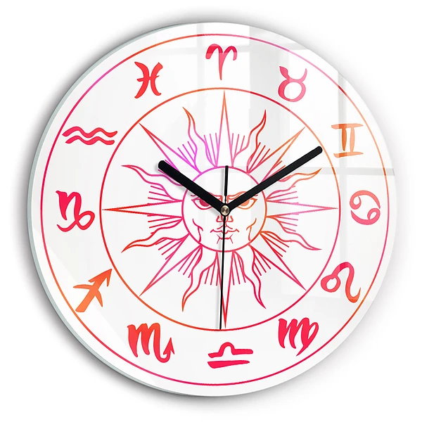 Wanduhr rund mit motiv Farbige Tierkreiszeichen