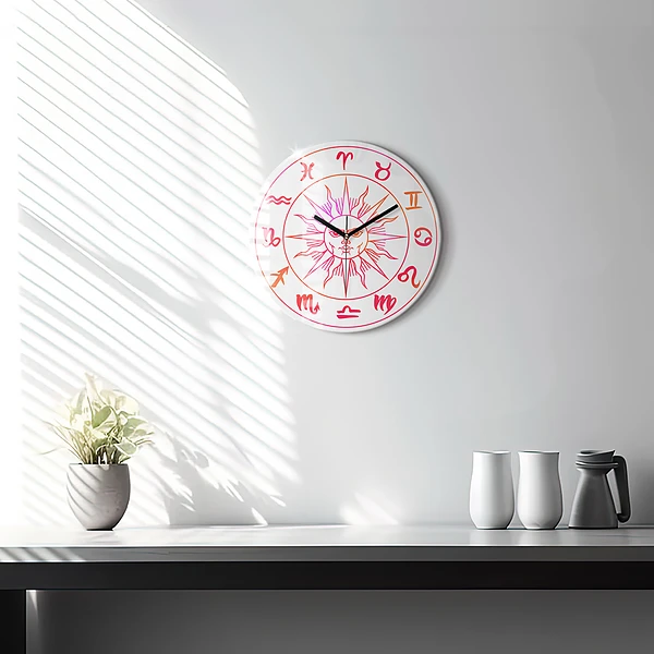 Wanduhr rund mit motiv Farbige Tierkreiszeichen