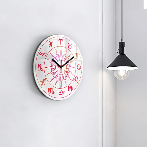 Wanduhr rund mit motiv Farbige Tierkreiszeichen