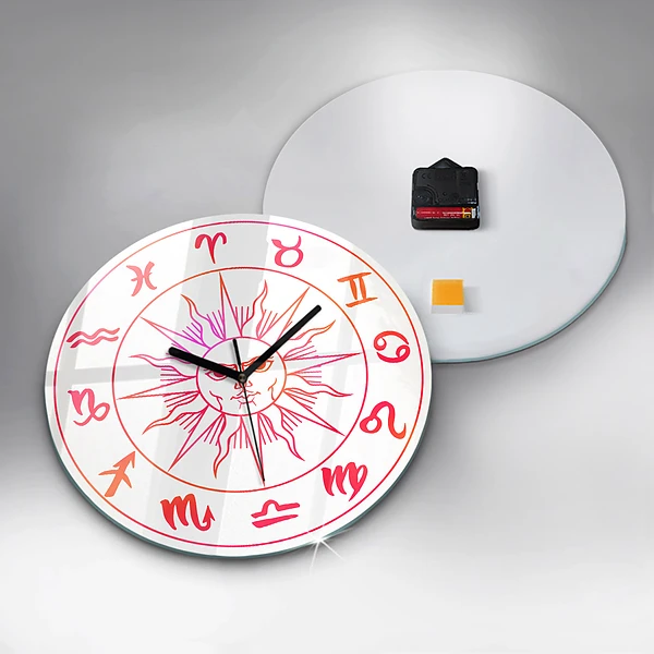 Wanduhr rund mit motiv Farbige Tierkreiszeichen