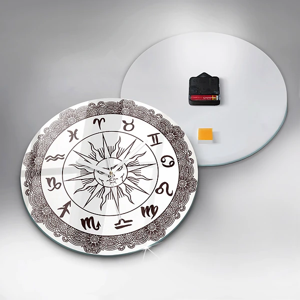 Wanduhr rund Dekorative Tierkreiszeichen