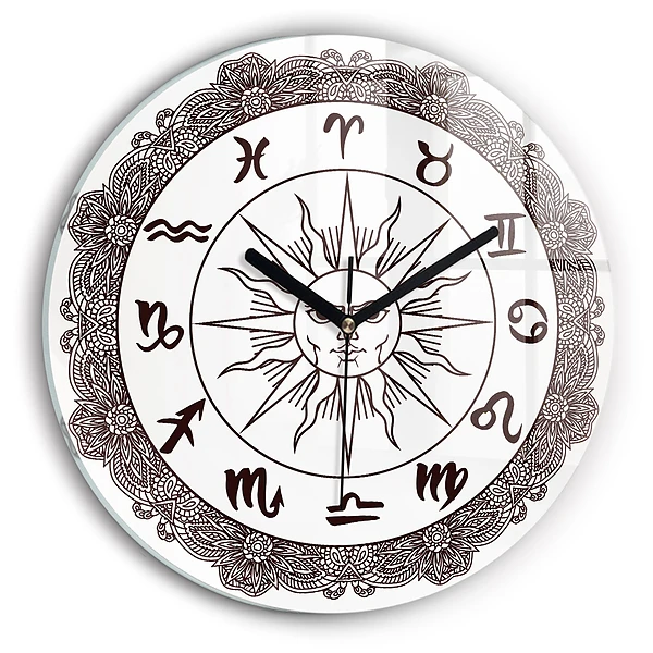 Wanduhr rund Dekorative Tierkreiszeichen