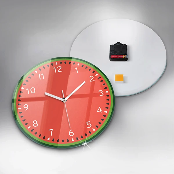 Wanduhr glas rund Süße Wassermelone
