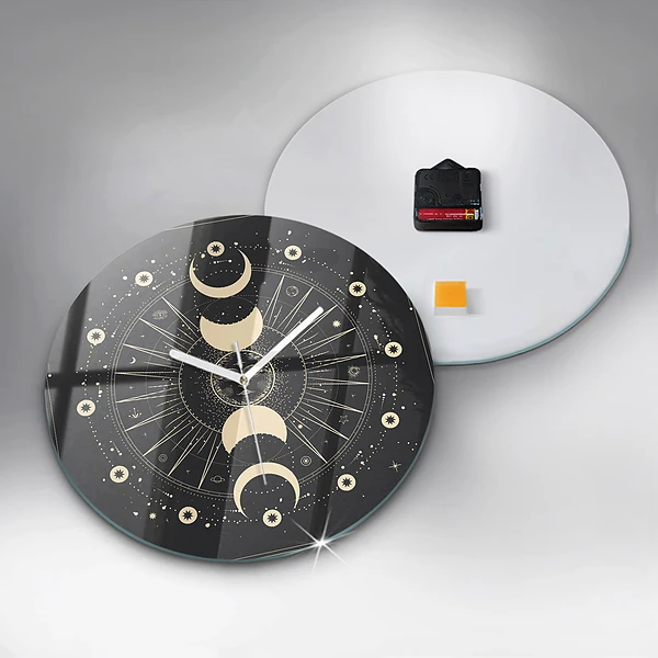Wanduhr rund Monde und Sonnen