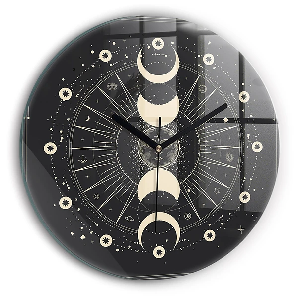 Wanduhr rund Monde und Sonnen