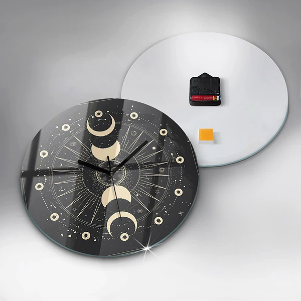 Wanduhr rund Monde und Sonnen