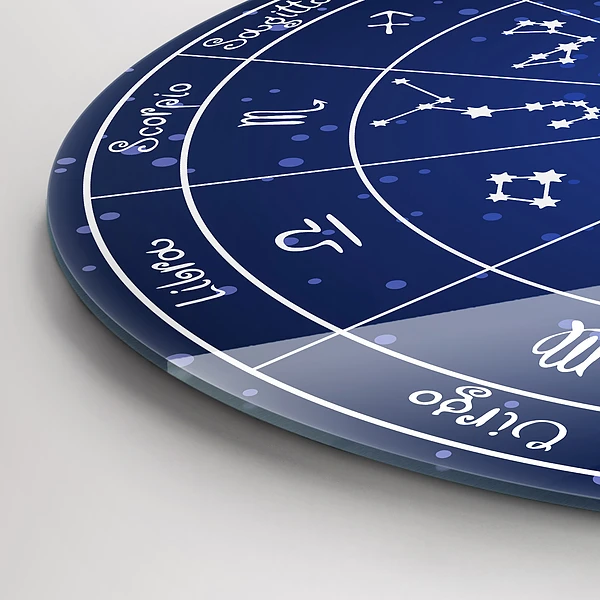 Wanduhr rund mit motiv Die Sternbilder des Tierkreises auf blauem Hintergrund