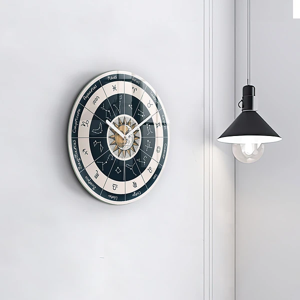 Wanduhr rund Sternbilder des Tierkreises