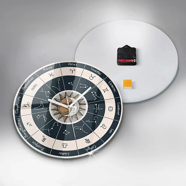 Wanduhr rund Sternbilder des Tierkreises