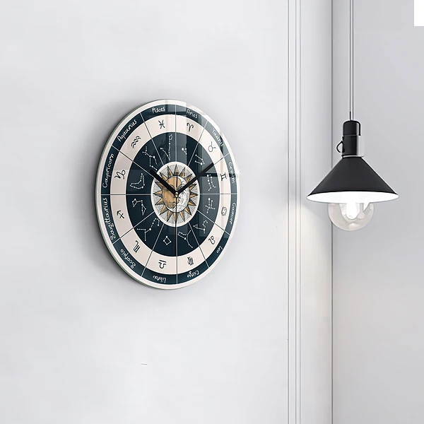 Wanduhr rund Sternbilder des Tierkreises