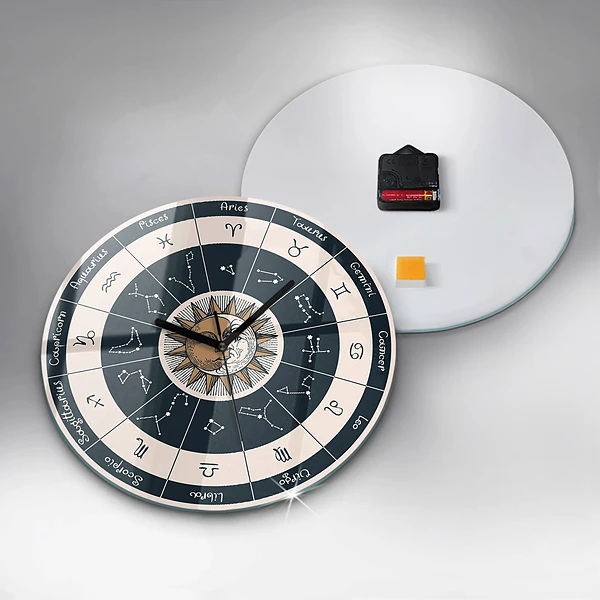 Wanduhr rund Sternbilder des Tierkreises