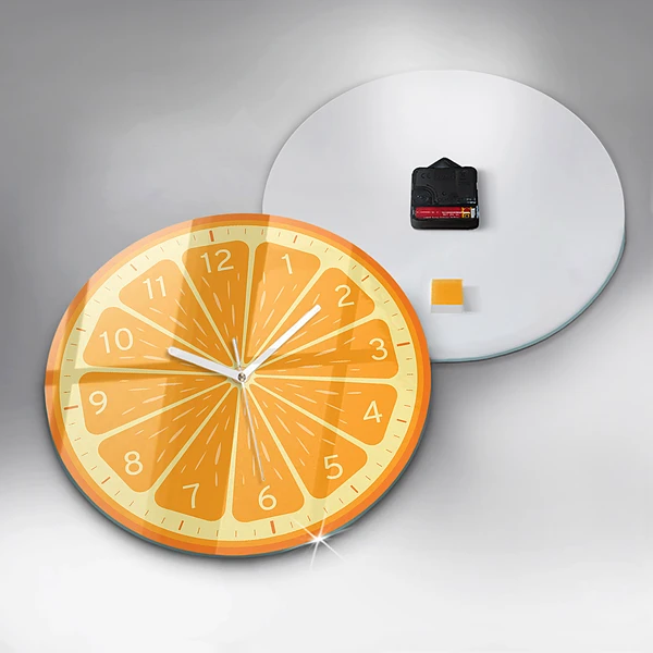 Wanduhr glas rund Saftige Orange