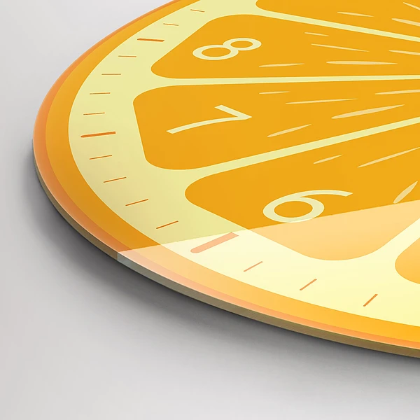 Wanduhr glas rund Saftige Orange
