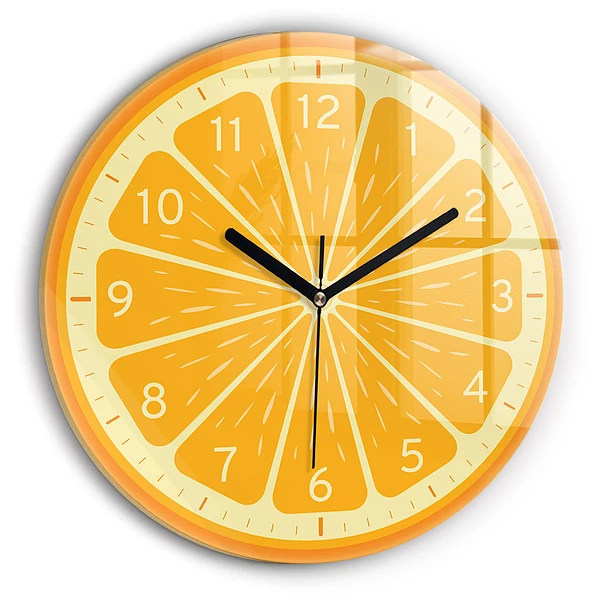 Wanduhr glas rund Saftige Orange