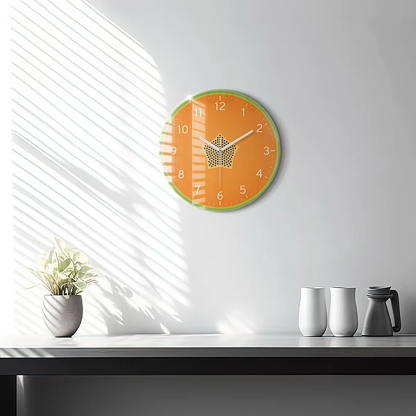 Wanduhr rund Papaya-Frucht