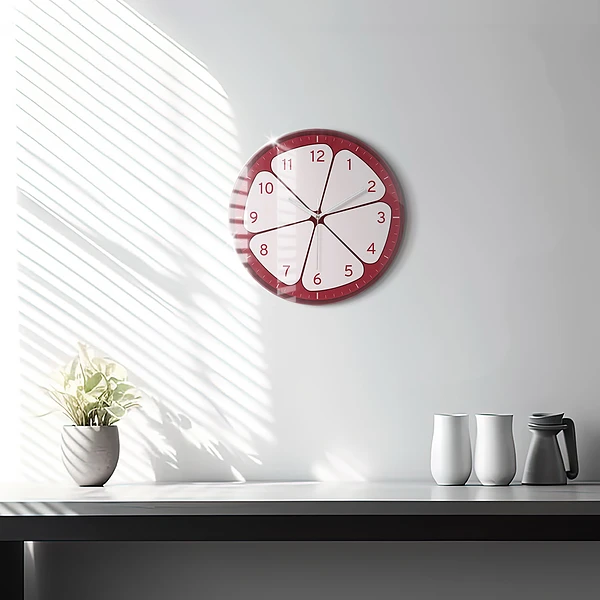 Wanduhr glas rund Geschnittenes Obst
