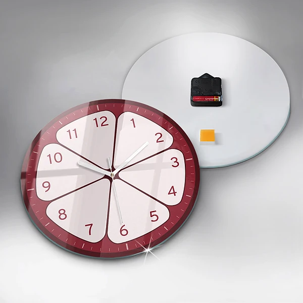 Wanduhr glas rund Geschnittenes Obst