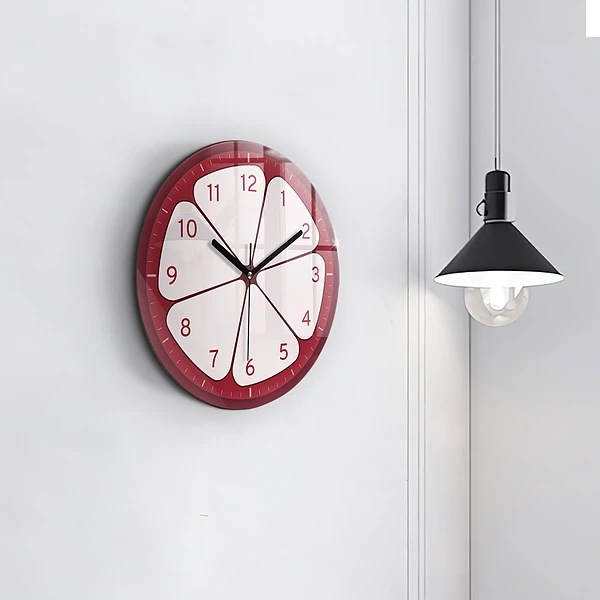 Wanduhr glas rund Geschnittenes Obst