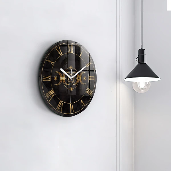 Wanduhr rund mit motiv Goldene römische Ziffern