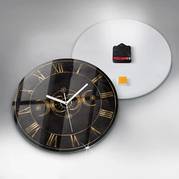Wanduhr rund mit motiv Goldene römische Ziffern