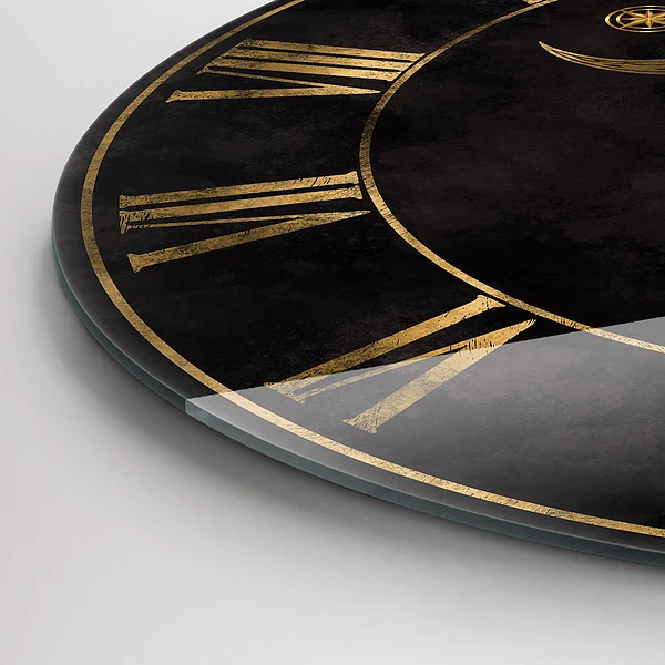 Wanduhr rund mit motiv Goldene römische Ziffern