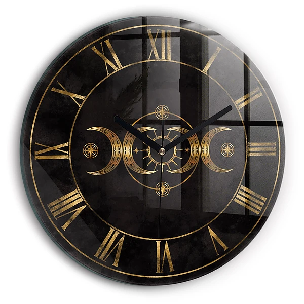 Wanduhr rund mit motiv Goldene römische Ziffern