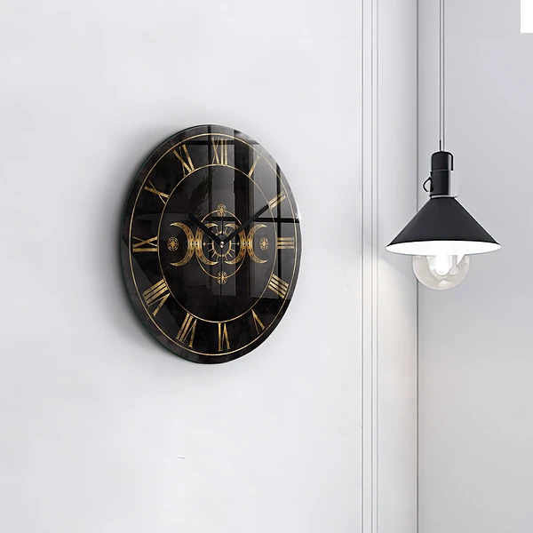 Wanduhr rund mit motiv Goldene römische Ziffern