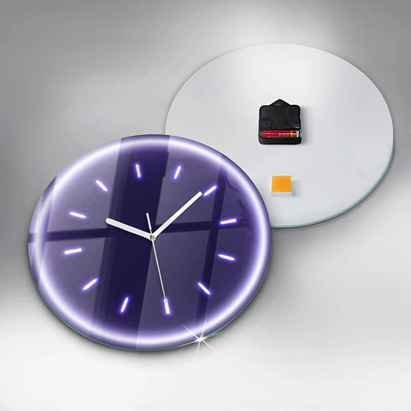 Wanduhr glas rund Neon-Striche