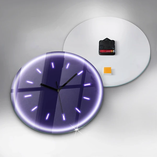 Wanduhr glas rund Neon-Striche